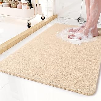 MontVoo Non-Slip Bathtub Mat, Shower Mats for Bath Tub, PVC Loofah Bathroom Mats for Wet Areas, Quick Drying (17"x30")