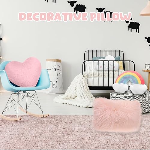 Miniatura 5 de Geetery Juego de 4 almohadas decorativas para niña, almohada de corazón, nube, arco iris, mullida, suave, para sala de estar, dormitorio, sala de