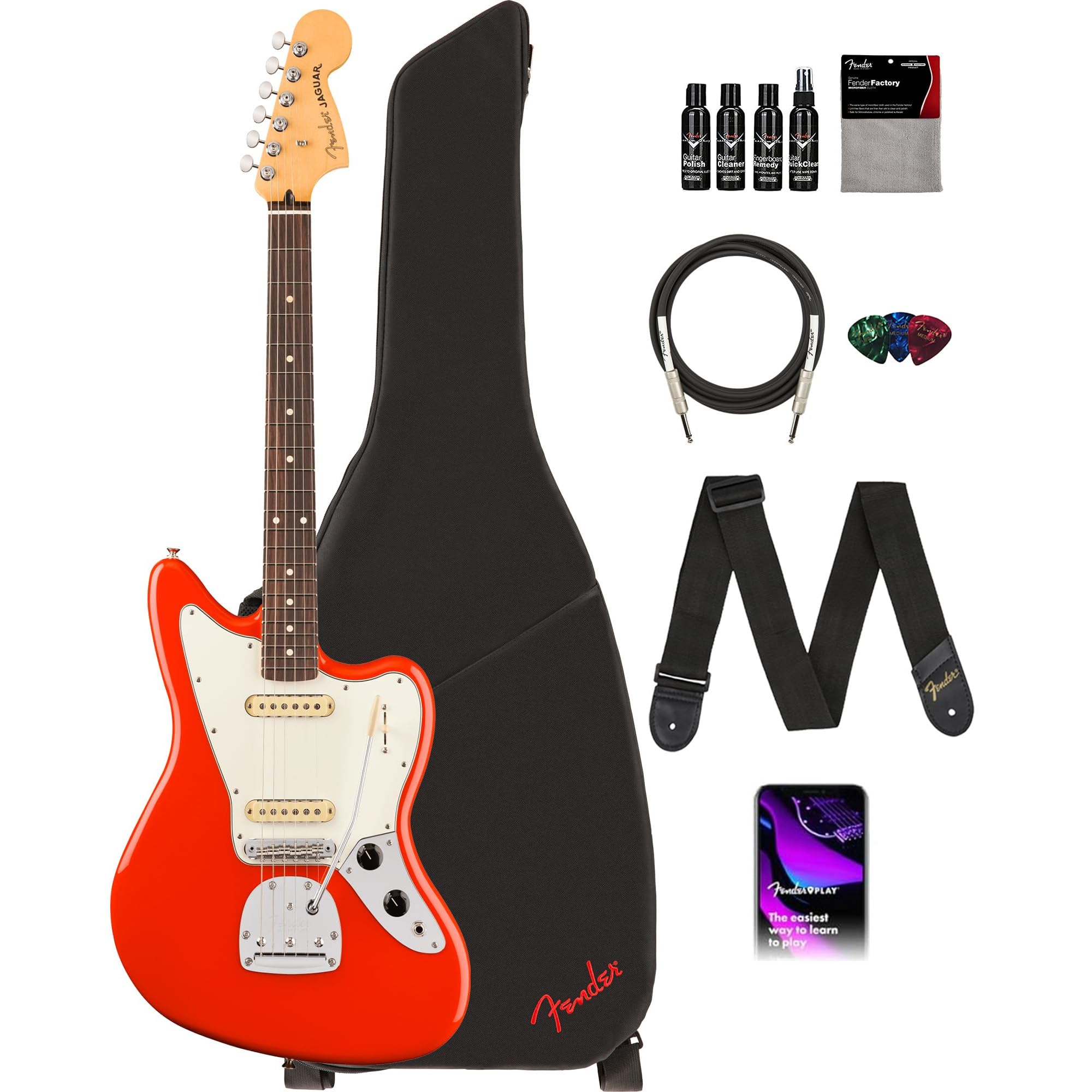 Amazon.com: Fender Player II Jaguar - Coral Red Bundle with Gig