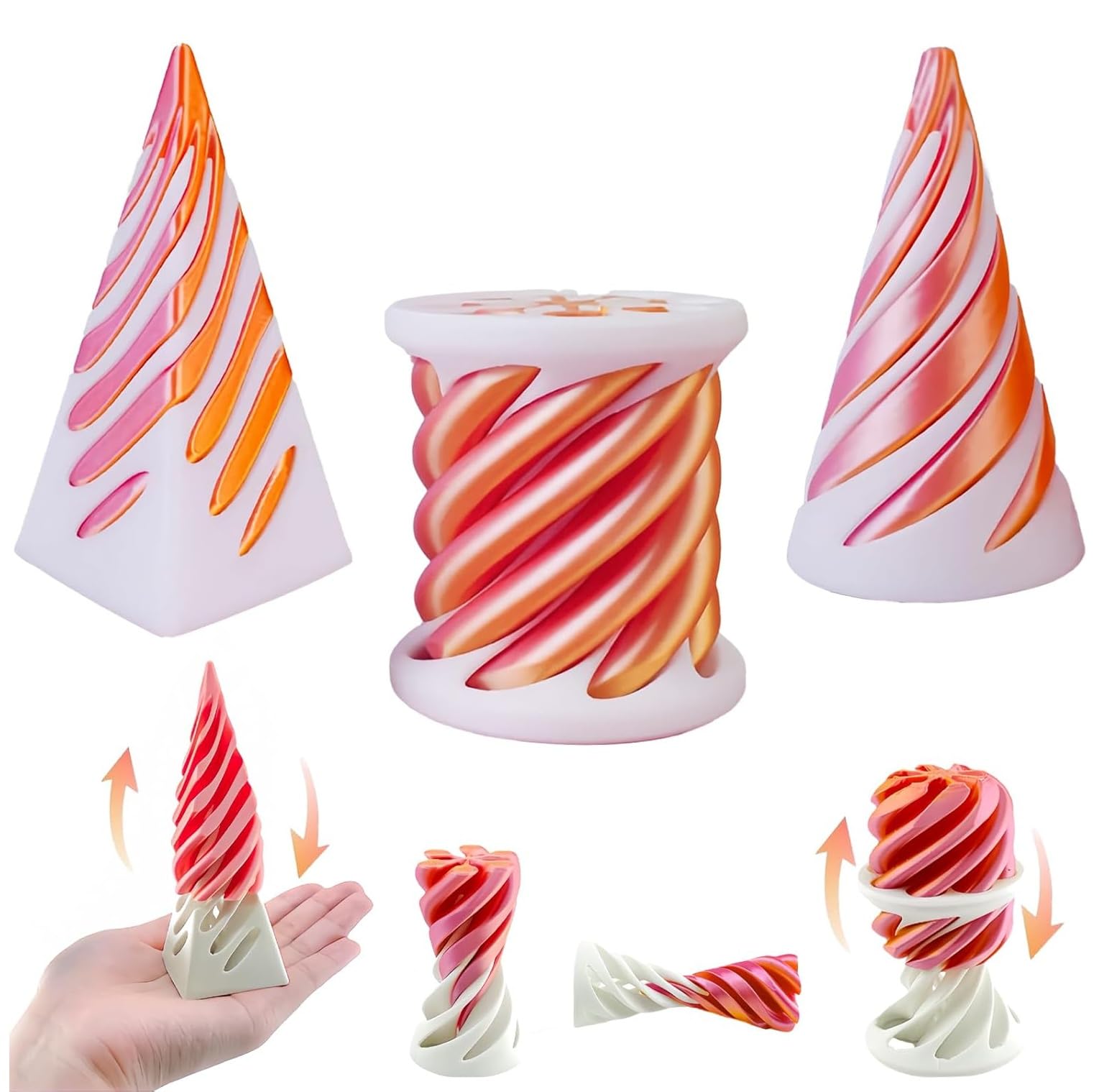 Pyramide Fidget Impossible – Sculpture Passthrough 3D Anti-Stress – Casse-Tête à Effet Visuel Hypnotique – Cadeau Original Adulte