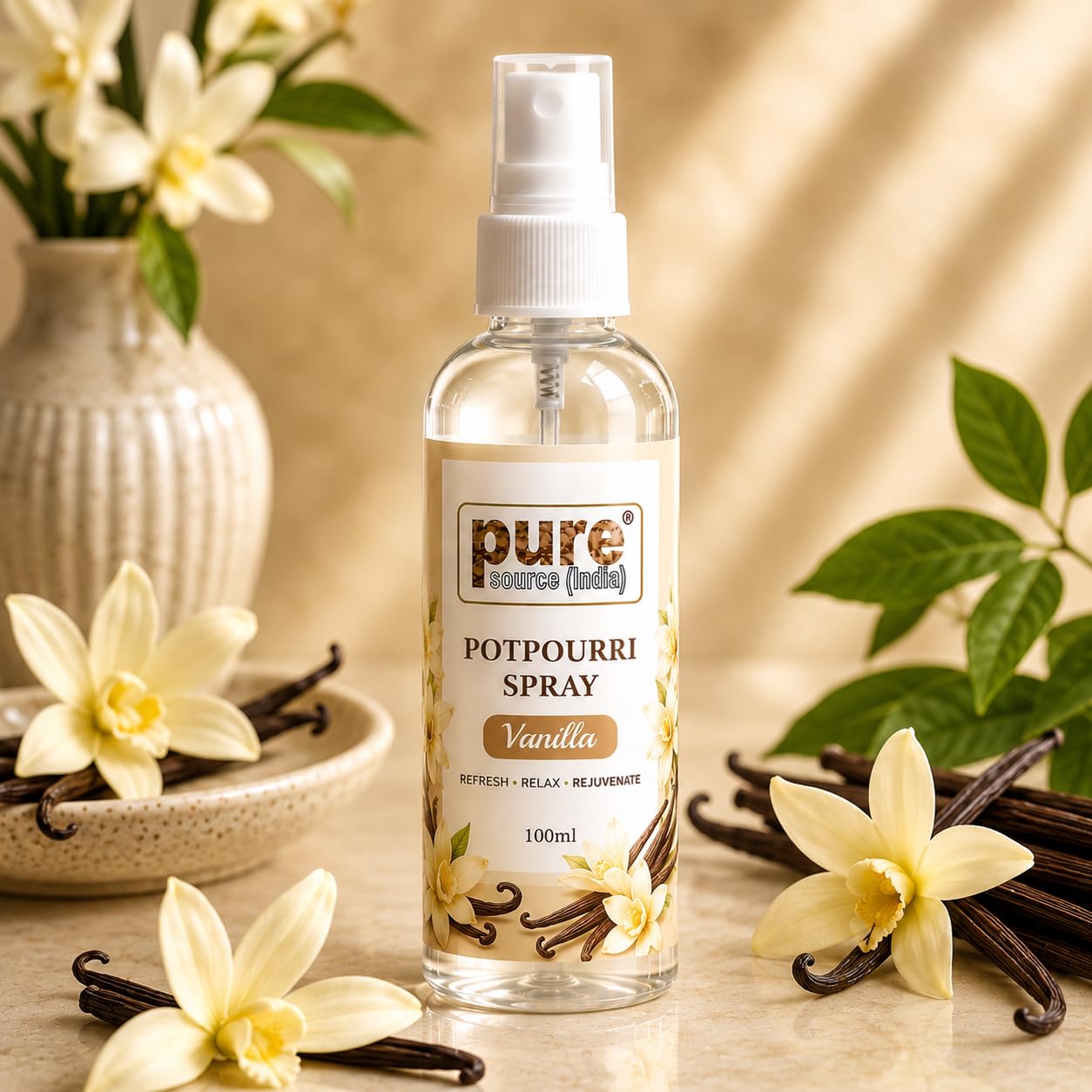 Pure Source India Vanilla Potpourri Spray 100ml | Floral Room Freshener Spray | Home Fragrance Mist for Potpourri, Bedroom & Living Room-image-46