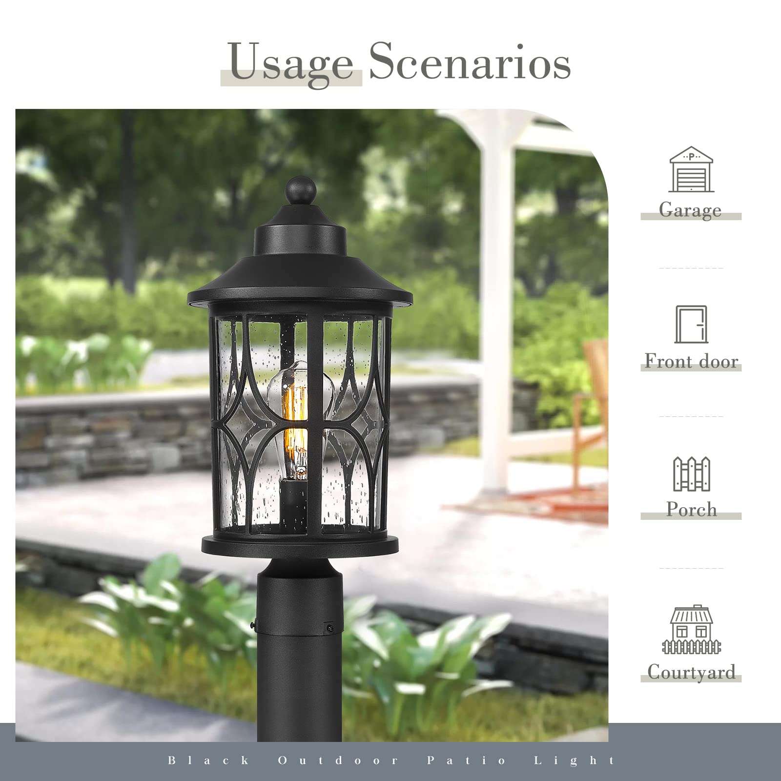 スリーアイ　US10w zeyu Farmhouse Exterior Post Light Fixture, 17 Inch Modern