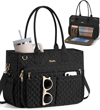 Bagstellar Teacher Tote Bag for Women, 15.6" Laptop Work Tote Computer Bag
