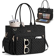 Bagstellar Teacher Bags for Women, 15.6 inch Laptop Work Tote Bag Quilted Nurse Bible Computer Shoulder Bag for School Travel | Dream Tote Work Bag, with 40oz Cup Holder, Insulated Pocket, Zipper &amp; Strap, Office Briefcase, Ideal Gift for Women
