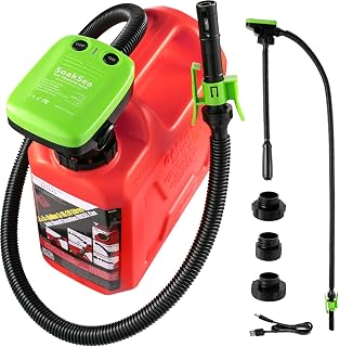 Automatic Fuel Transfer Pump with Auto-Stop Sensor(3.2 GPM), USB Rechargeable 41" Hose Automatic Transfer Pump, Lithium Battery Power Portable Liquid Transfer Pump For Gasoline Diesel-3 Tank Adapters