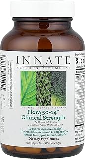Innate Response Formulas Flora 50-14 Clinical Strength - Probiotic Supplement with 50 Billion CFU - 14 Probiotic Strains - Vegetarian and Non-GMO - Made Without 9 Food Allergens - 60 Capsules