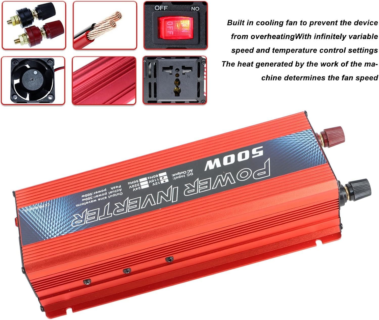 500 Watt Inverter, Car Power Inverter Sine Converter with USB Port Cooling Fan 500W DC 12V to AC for Charging Laptops, Fans, Game Consoles (110V)