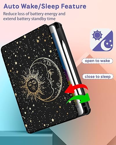 Miniatura 5 de Funda para iPad de 987 generación de 10.2 pulgadas con portalápices para mujeres y niñas, niños, lindo diseño Kawaii Kawaii Sun Moon Cool Diseño
