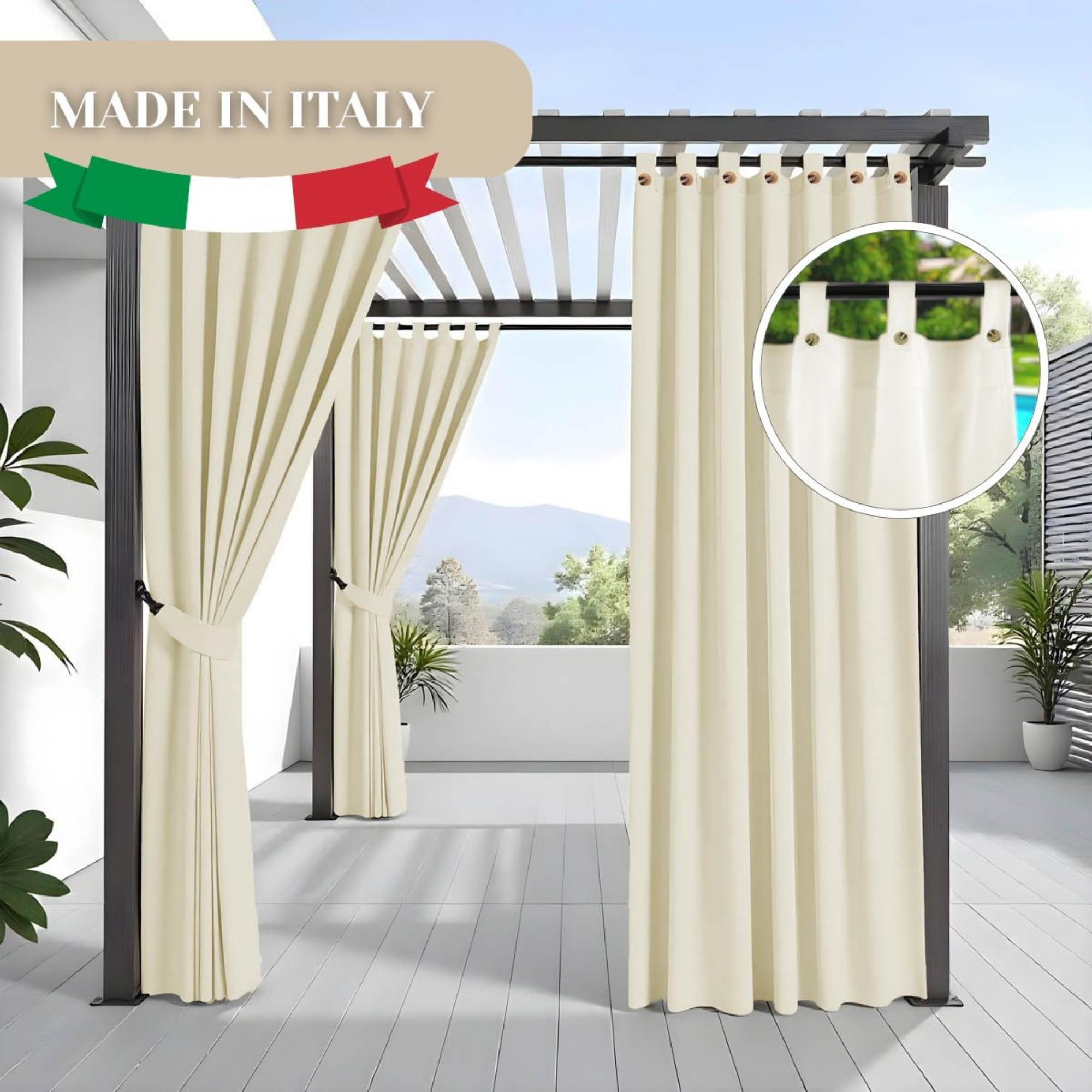 Morbidissimi – Tenda Gazebo Idrorepellente e Resistente, Tenda da Esterno 140x270 cm Per Gazebo, Dotata di Passanti Con Chiusura A Bottone, 100% Made in Italy - Panna