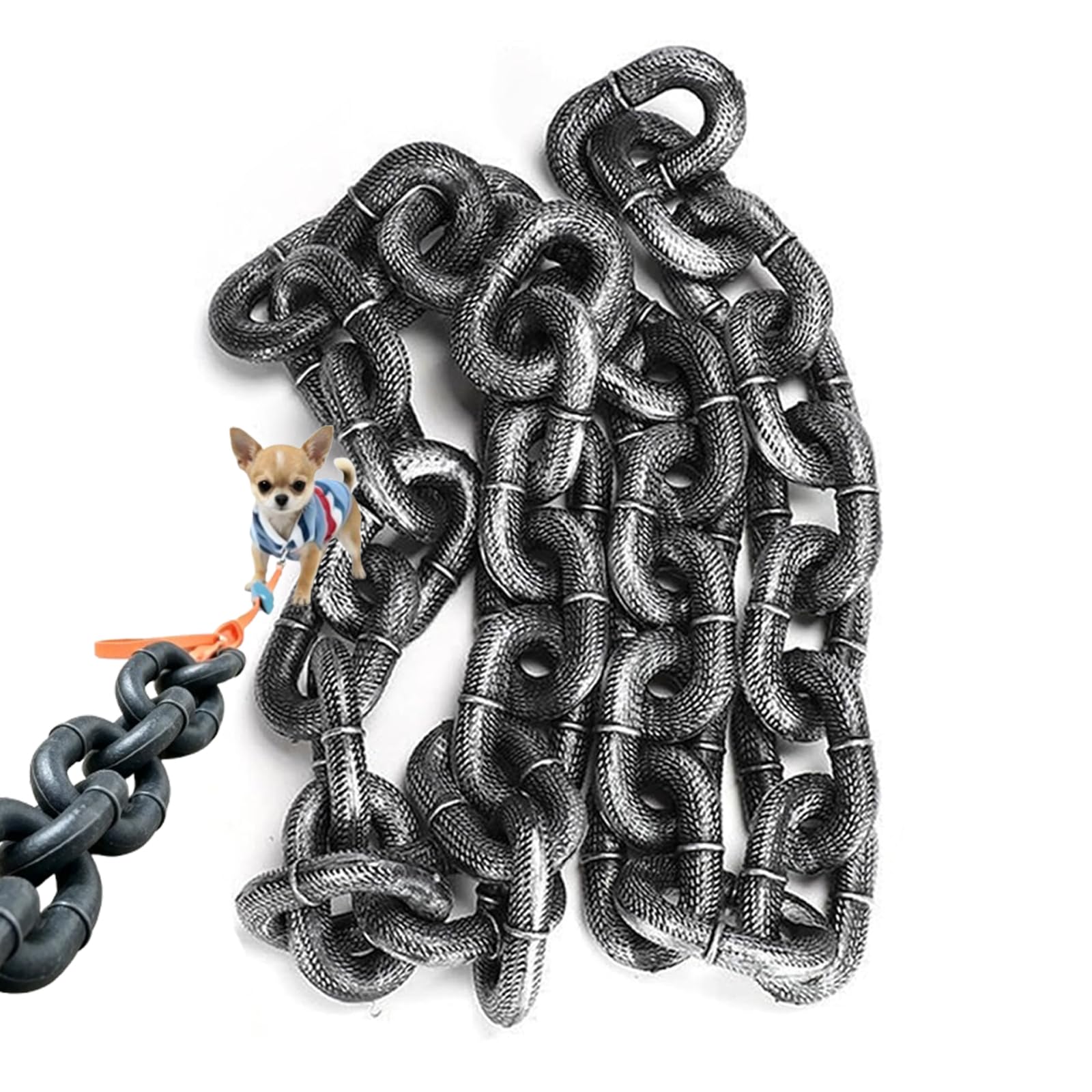 Iron Paw Chain Leash, Lightweight Big Chain Leash For Small Dog Funny, Plastic Imitating Iron Chains Looks Strong and Heavy for Small Dog/Cat Photo Props, 4.9/6.5/9.8ft (Silver,L-3m)
