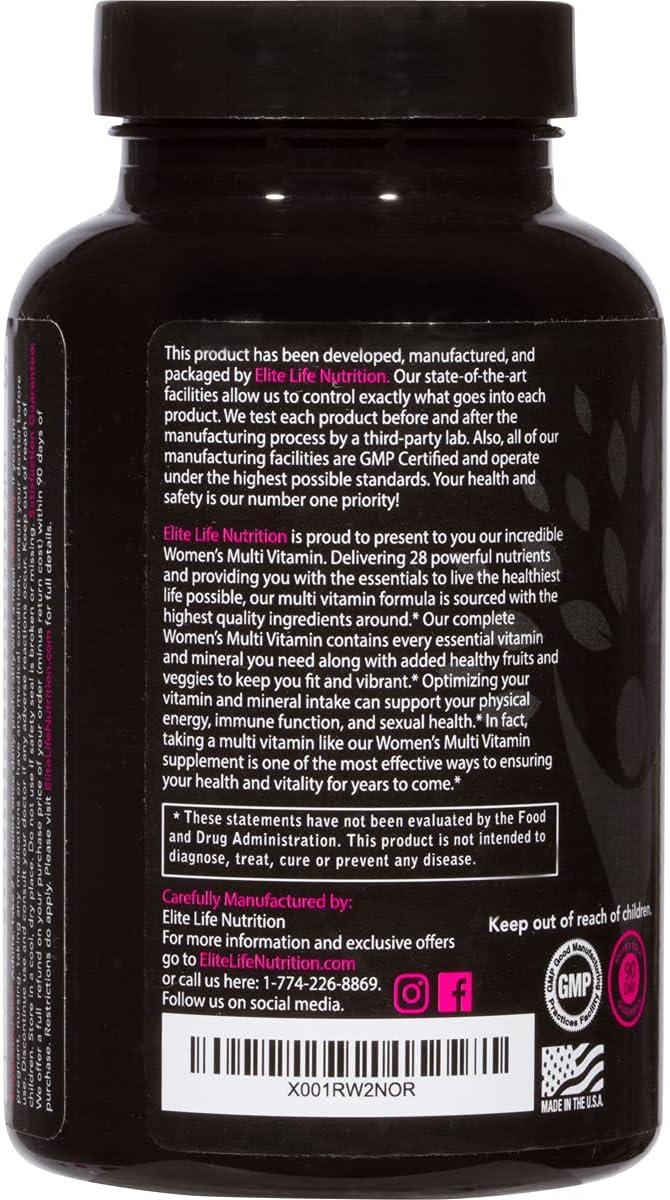 Women's Multi Vitamin - 28 Powerful Nutrients, Vitamins, and Minerals - Best Multivitamin for Women - Supports Optimum Health, Physical Energy, Immune System, and Maximum Vitality - 120 Capsules