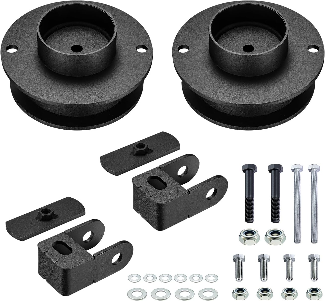 BDFHYK 3" Front and 2" Rear Leveling Lift Kits, Compatible with Dodge Ram 1500 2009-2023 (Does not fit 2009-2018 2WD Mega Cad or Rebel ModelsU, 6061-T6 Aluminum Billet Strut Spacers Leveling Kit