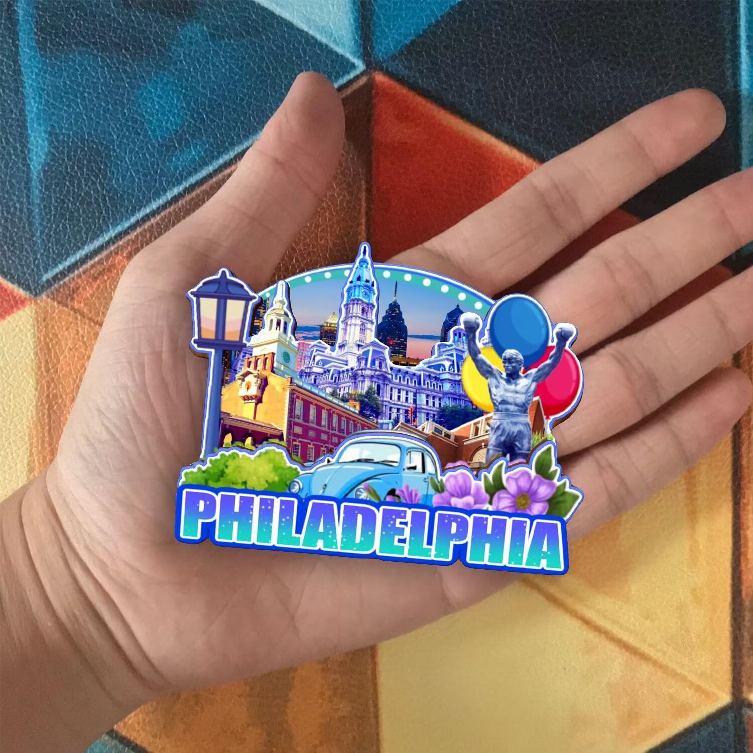 Magnes na lodówkę Philadelphia Pennsylvania USA magnes na lodówkę miasto podróże pamiątki prezenty turystyczne 3D klasyczne zabytki ręcznie robione rękodzieło dekoracja domu -1114