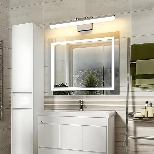 Miniatura 7 de Luz de tocador de níquel cepillado de 24 pulgadas, barra de luz LED regulable 5CCT, accesorio de montaje en pared de 18 W con ángulo ajustable y