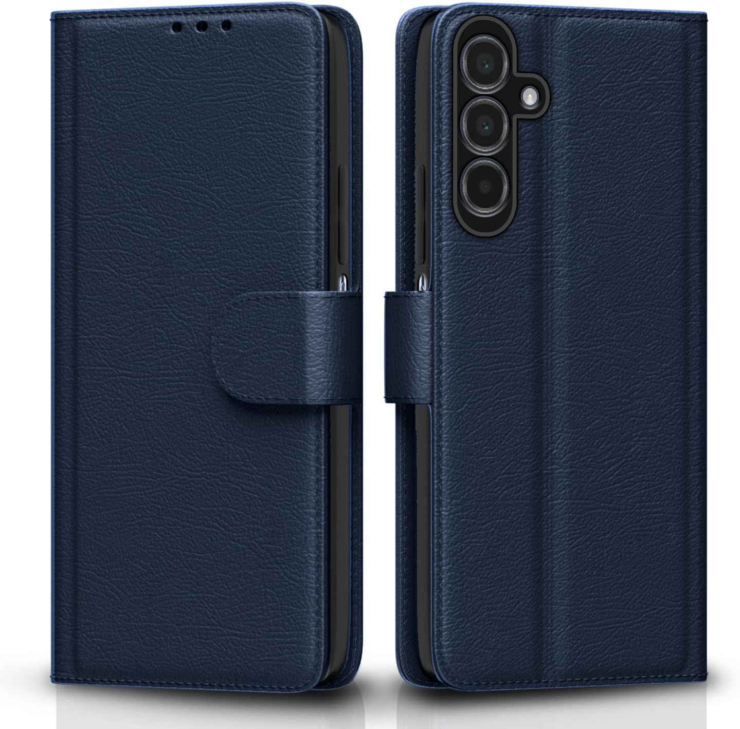 Pikkme Flip Cover Leather Finish | Inside TPU with Card Pockets | Wallet Stand and Shock Proof | Complete Protection Flip Case for Samsung Galaxy A15 4G / A15 5G(Blue)