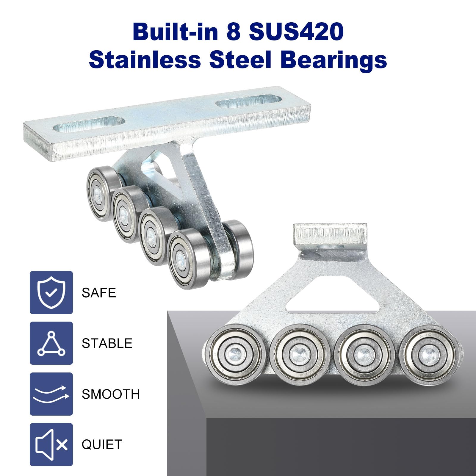 PATIKIL 2pz Elettrico Paranco Carrello con 8 Ruote Rullo Puntone Carrello Trave Carrelli Assemblaggio per Utilizzare con 1-5/8" Largo & Tutti 1-5/8" Più Alto Montante Canali, Lega Acciaio