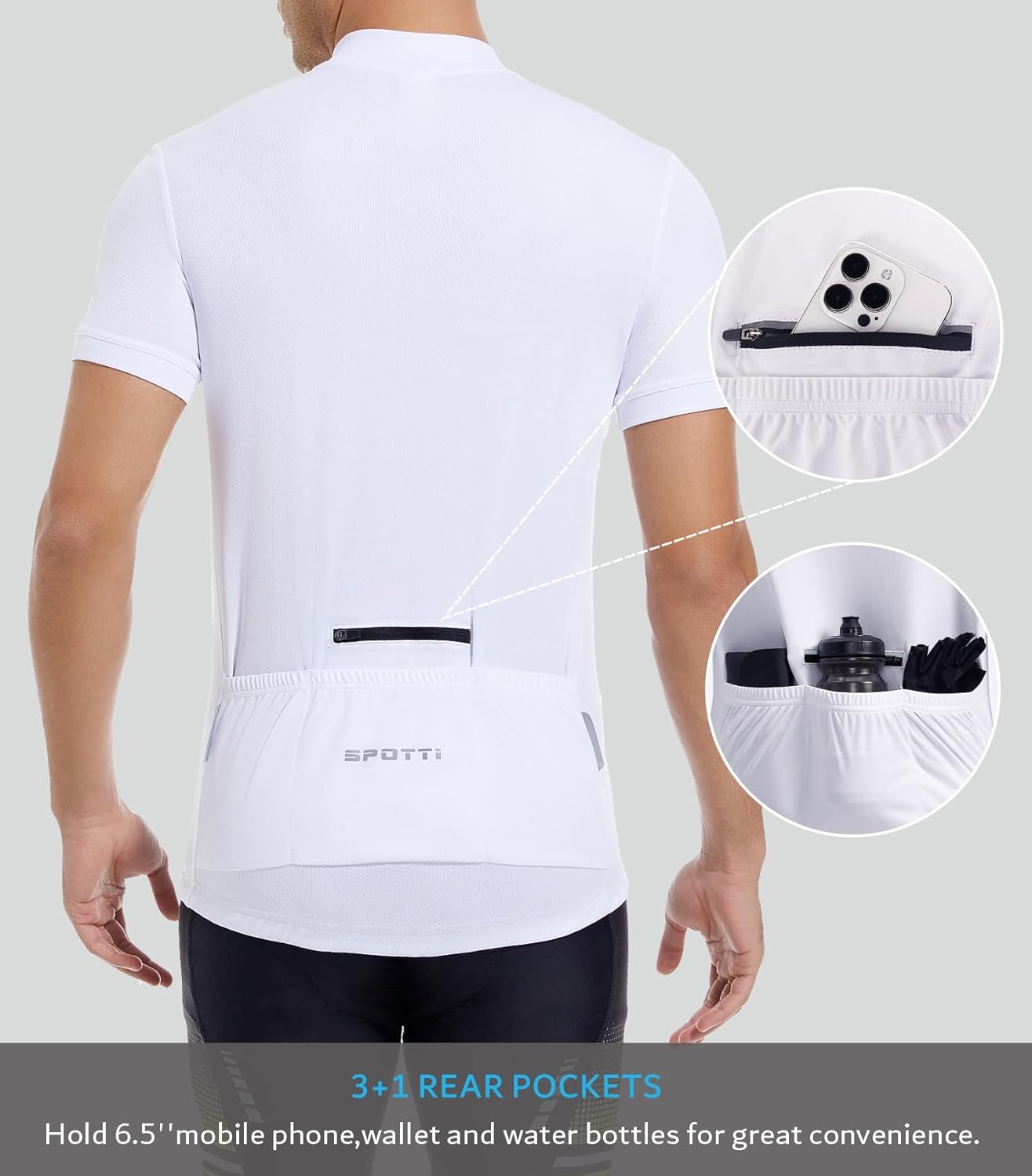 Spotti Men's Cycling Bike Jersey Short Sleeve with 3 Rear Pockets- Moisture Wicking, Breathable, Quick Dry Biking Shirt - Image 2