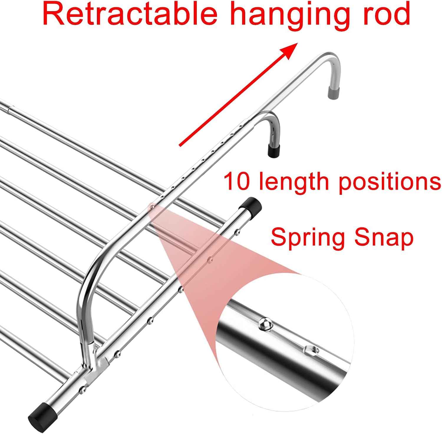 Extendable Balcony Clothes Drying Rack Stainless Steel Foldable Indoor/Outdoor Laundry Stand for Railings Windows Heaters Multifunctional Space Saving Solution