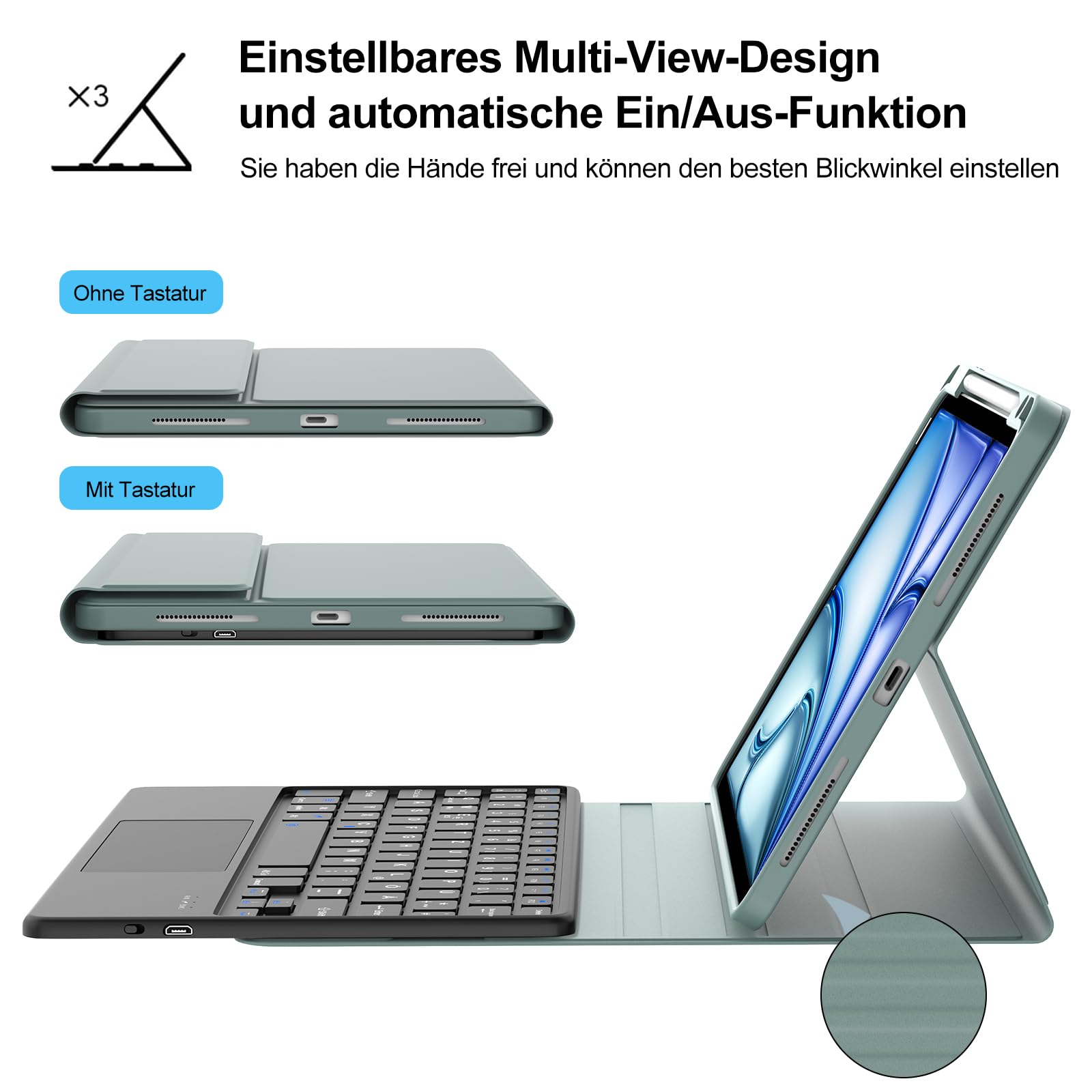 IVEOPPE Tastatur Hülle Für IPad Air 13 - Magnetische Bluetooth Tastatur Mit Touchpad