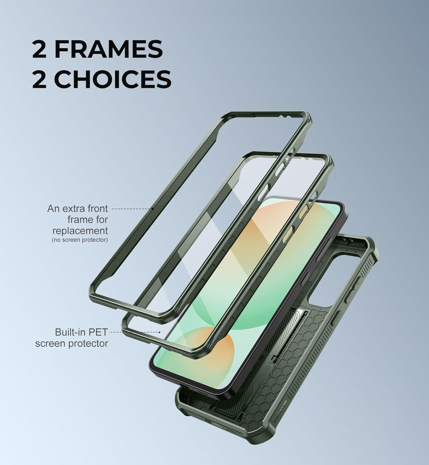 Dexnor for Samsung Galaxy S24 FE Case with Built-in Slide Camera Cover & Screen Protector & Kickstand,Heavy-Duty Rugged Case Full-Body Bumper Protective Cover for Galaxy S24 FE(2024),Army Green