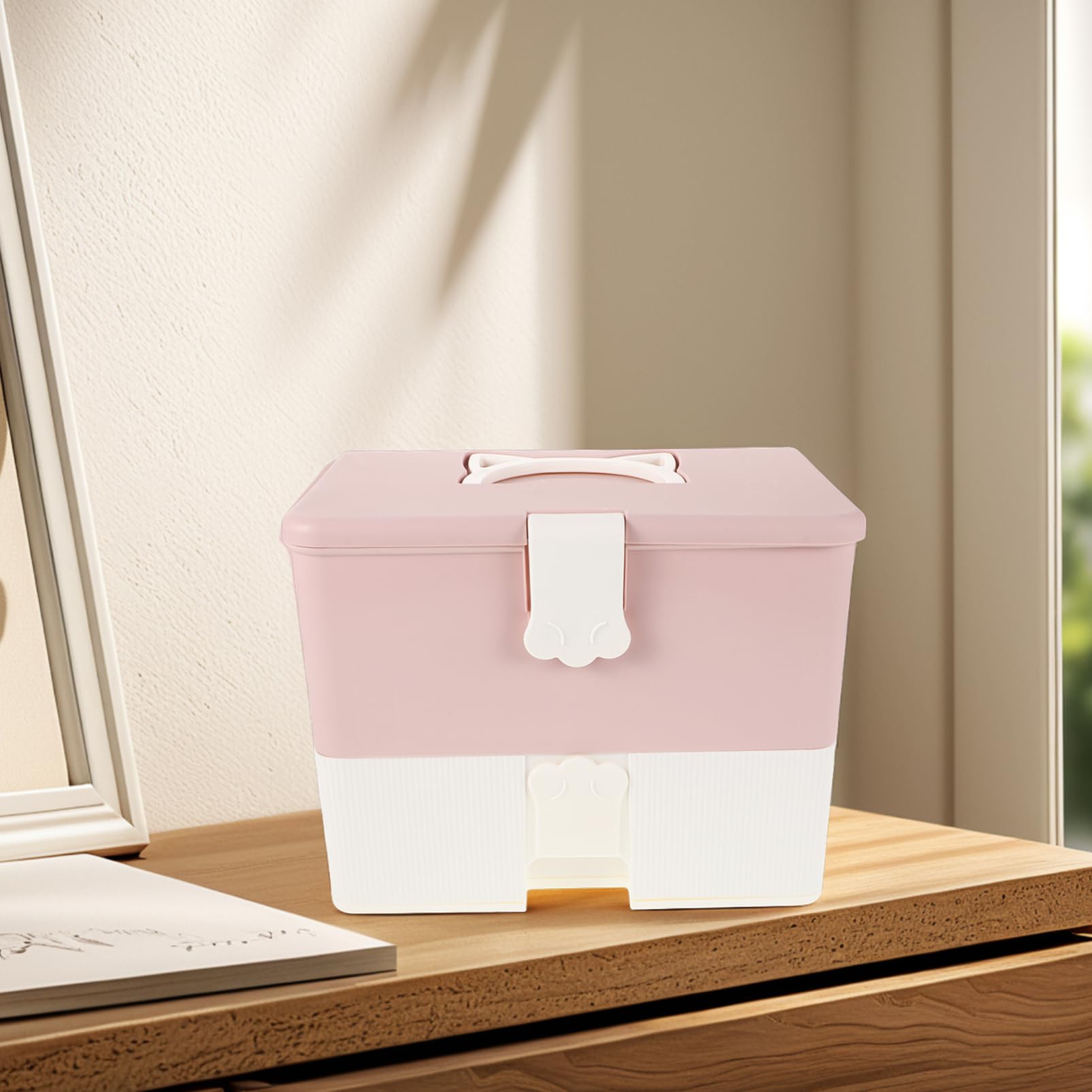 CALLARON Valigetta Smalti Rosa Doppio Strato Plastica Grande Capacità | Organizzatore per Manicure, Adatta a Strumenti Unghie e Gel, Spazio Ampio per Corsi e Tecnici