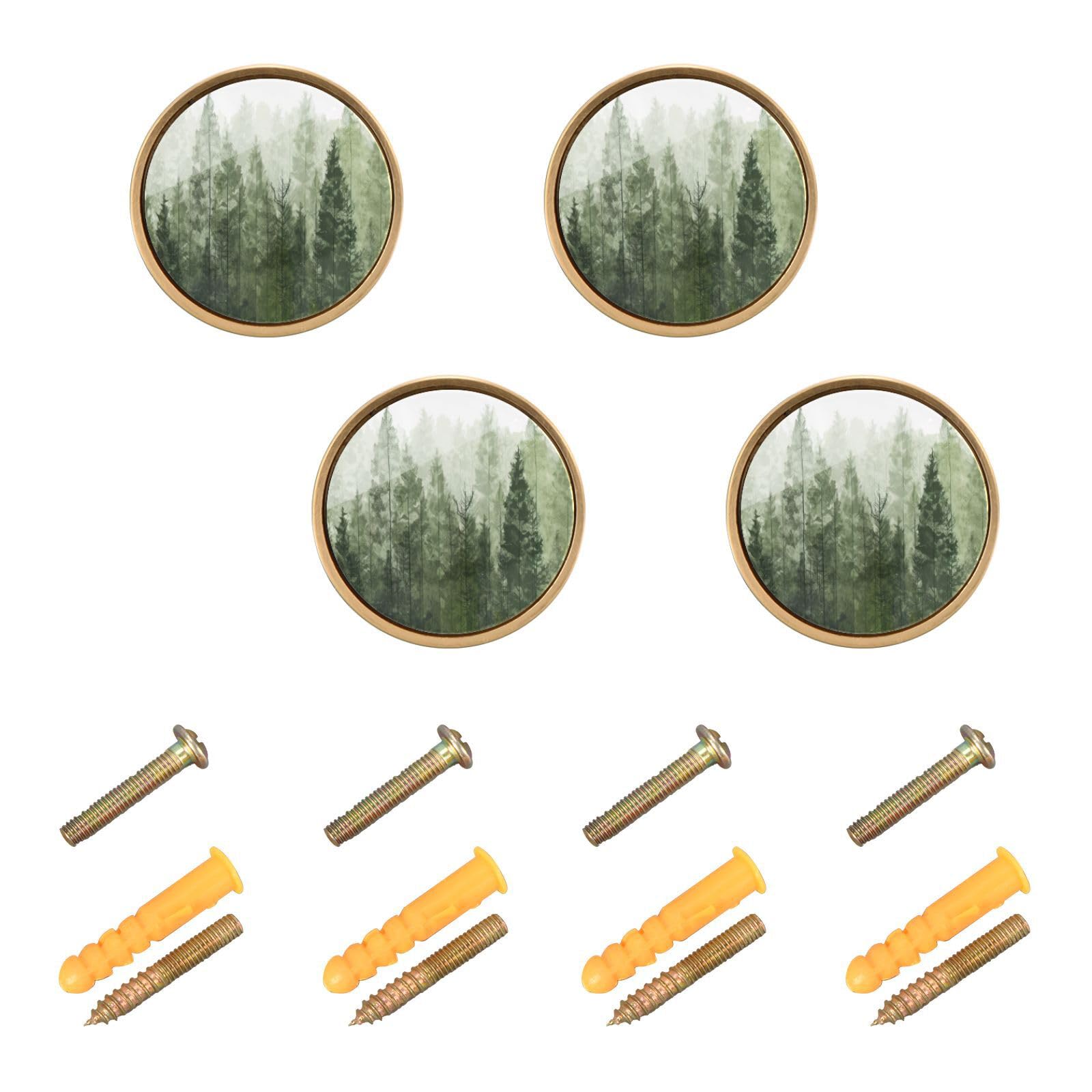 Boutons d'armoire ronds Pine Trees lot de 4 pièces en zinc de 3,8 cm de diamètre