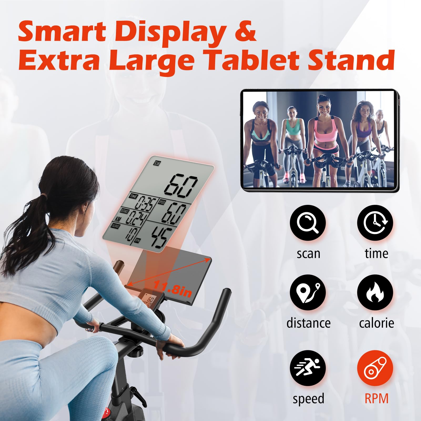 JOROTO Heimtrainer Fahrrad mit Magnetischem Widerstand, Ergometer Hometrainer mit RPM Monitor, Spezialisiertes Indoor-Cycling-Bike, 15 kg Schwungrad | Bis 150 kg | 11,8 Zoll Tablet-Halter (Schwarz)