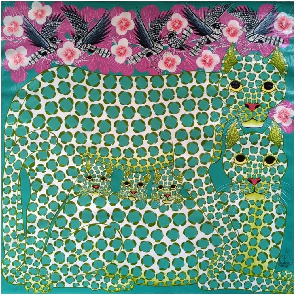 『 Green Leopard fam 』by Zuberi 60*60cm Green Leopard fam 』by Zuberi 60*60cm