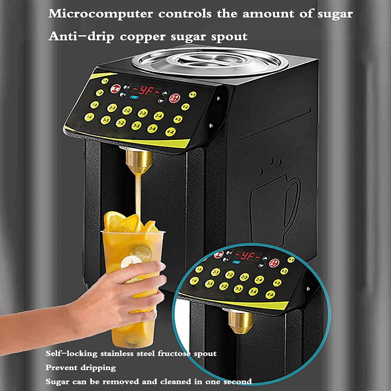 Dispenser Automatico di Fruttosio, Distributore Automatico di Sciroppo Commerciale Piccolo, Attrezzatura per Negozio di tè al Latte con Pulsante di Memoria 16 e Design a Temperatur