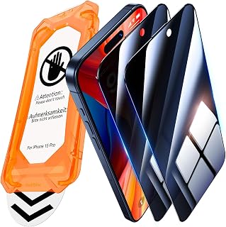 UniqueMe für iPhone 15 Pro für Panzerglas Sichtschutz - 2 Stück Schutzfolie