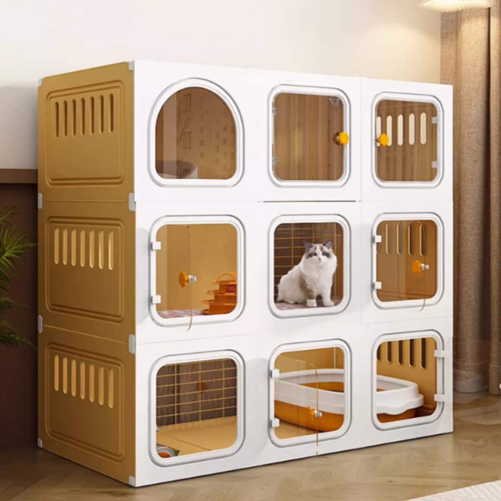 Cage pour chat spacieuse pour éviter les griffures enclos intérieur résine