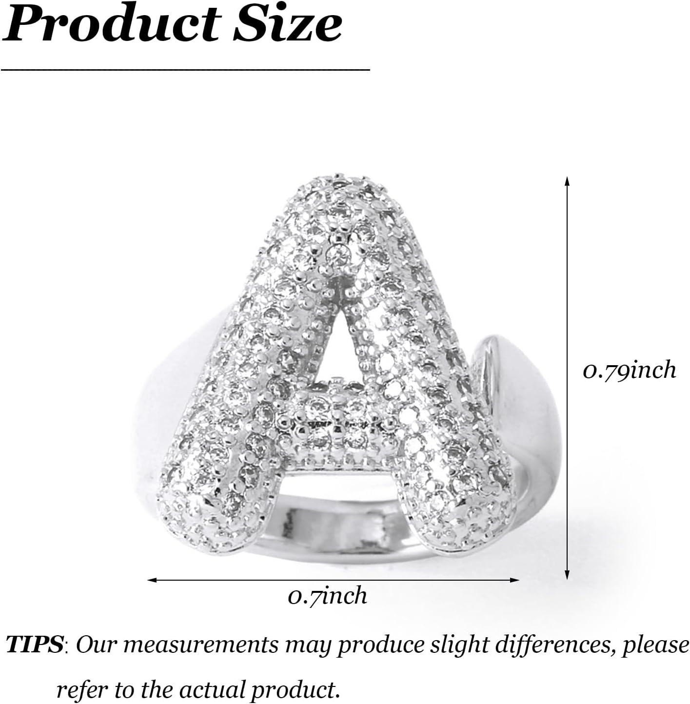 HUASAI Gold Initial Ring for Women 14K Gold Plated Rhinestone Modern Chunky Ballon Letter Ring Open Adjustable Puffy Initial Ring Personalized Birthday Jewelry Gifts Trendy Stuff - Image 7