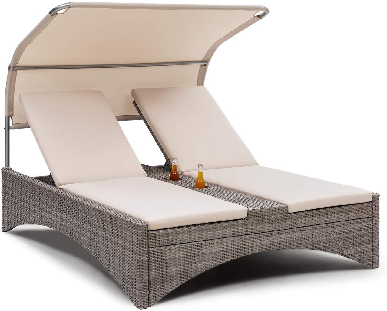 Blumfeldt Sunbed Transat Jardin Double, Bain de Soleil, Chaise Longue