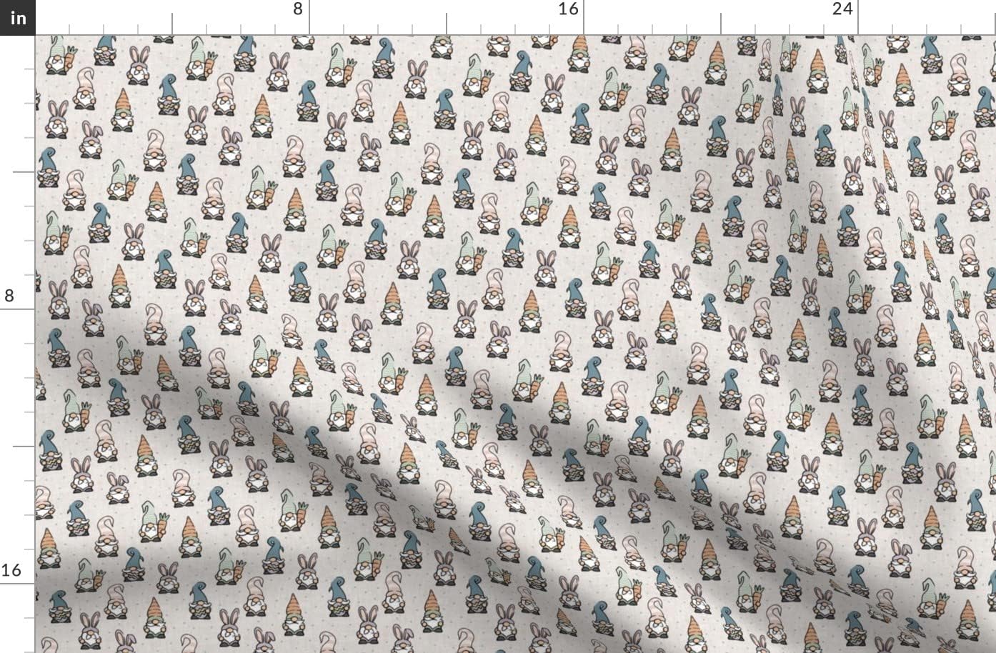 Spoonflower Fabric - Small Scale Spring Gnomes Easter Eggs Earthy Pastels Beige Cute Carrot Printed on Organic Cotton Sateen Fabric by The Yard - Sewing Quilting Apparel Home Decor