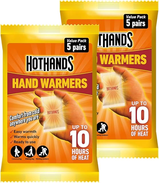 HOTHANDS Hand Warmers Value Pack - Pack of 2 (5 pairs each) - 10 hours of heat - Air activated - Ready to use