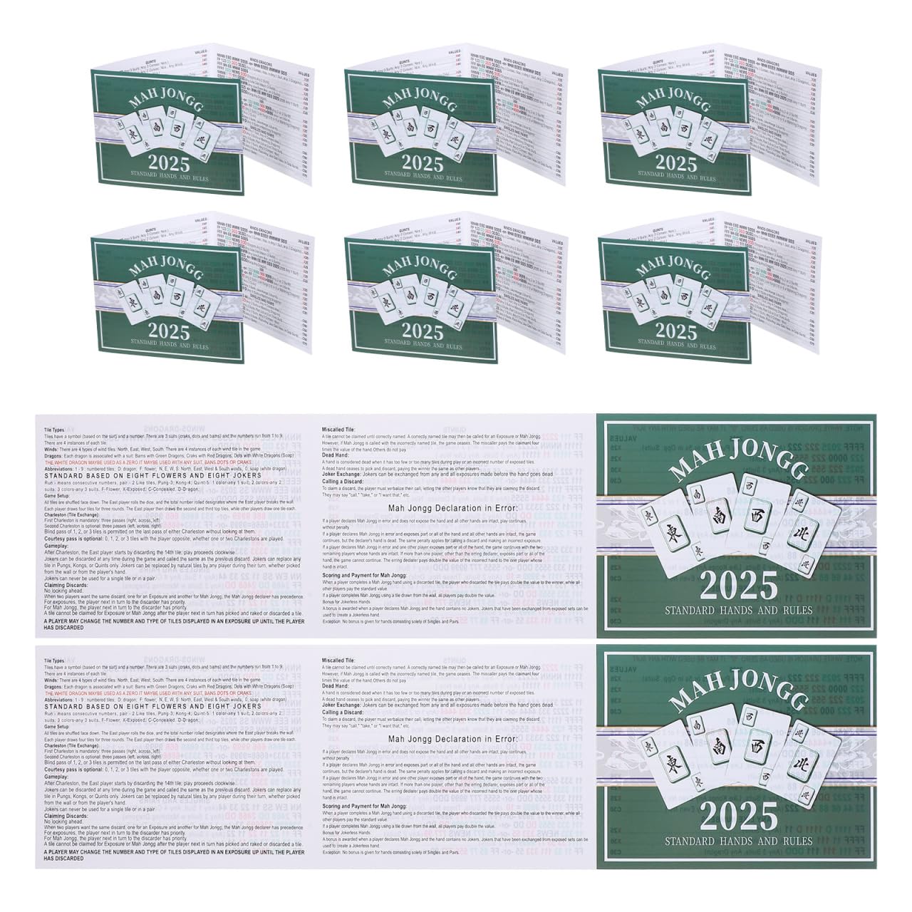 SUPVOX Lot de 8 cartes de score de mahjong : cartes de score pliables étanches pour jeux de règles de mahjong - Vert
