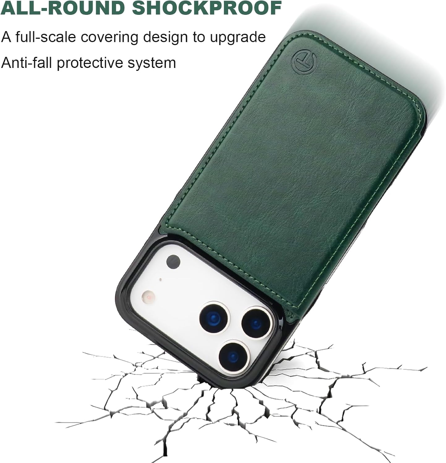 ONETOP Compatible with Magsafe for iPhone 17 Pro Wallet Case with Card Holder, PU Leather Kickstand RFID Blocking Case, Double Magnetic Clasp and Durable Shockproof Cover 6.3 Inch (Green)