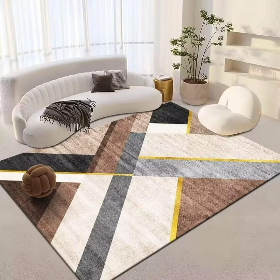 Tapis Priere Pliable Motif géométrique réduit Confortable résistant à l'usure Salon Chambre Tapis Maison 300X400CM