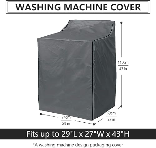 Miniatura 2 de Fundas para lavadora y secadora para la mayoría de máquinas de carga superior o frontal, cubierta de lavadora a prueba de polvo con velcro, ligera,
