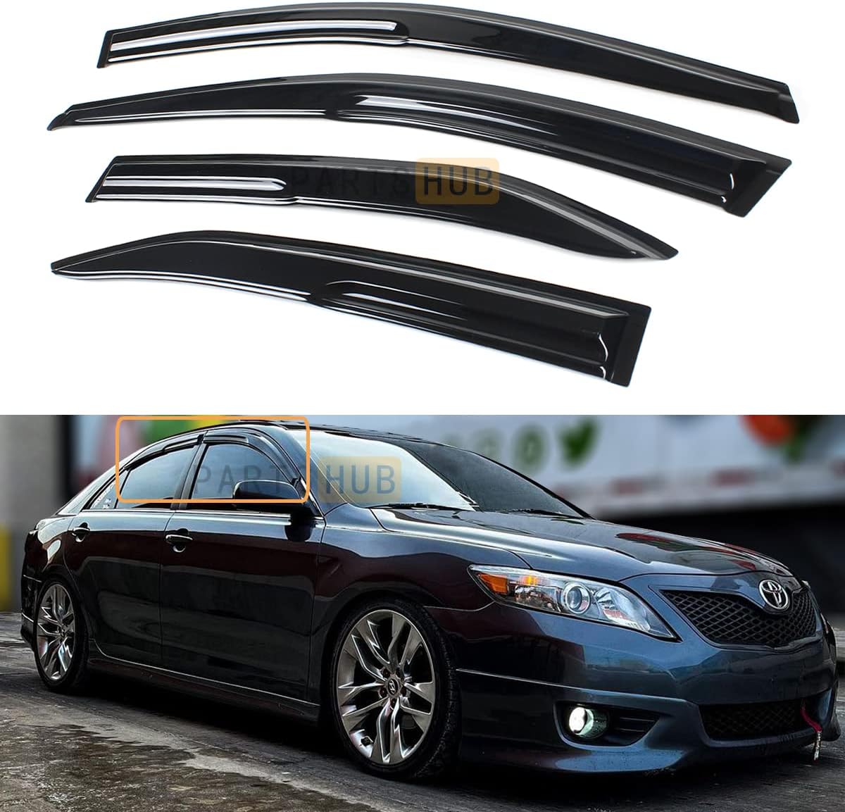 Fits for 2007-2011 Toyota Camry JDM 3D Wavy Mugen Style Window Visors Rain Guards Deflectors