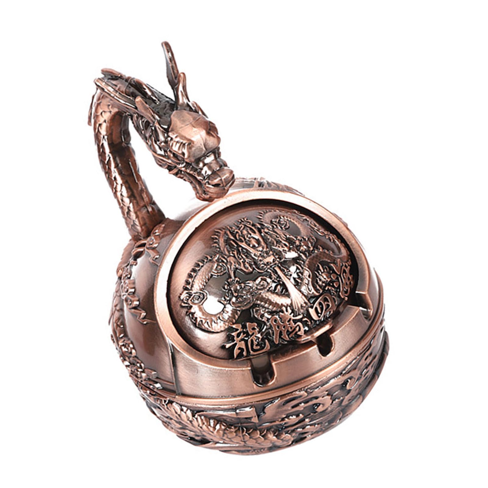 Beimus Chinese Styles Zodiacs Dragon Ashes Collector Desk Essential Decorative Metal Carving Dragon Ashtray Holders Artistic Homes Decors Ashtray