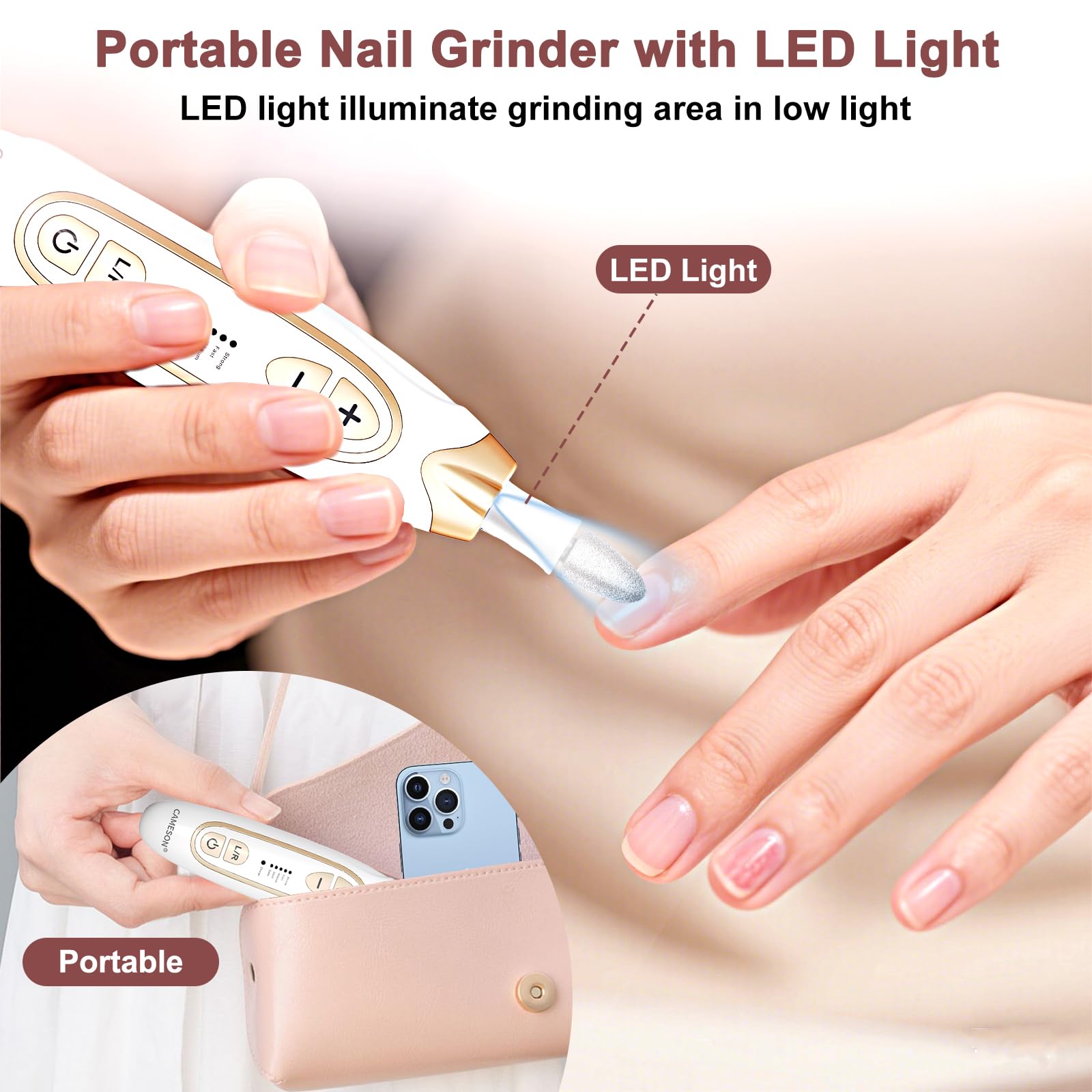 Kit profesional de manicura y pedicura, máquina eléctrica inalámbrica para limas de uñas, lima de uñas y juego de pulidor, amoladora de uñas de los pies para uñas gruesas, herramientas de cuidado de