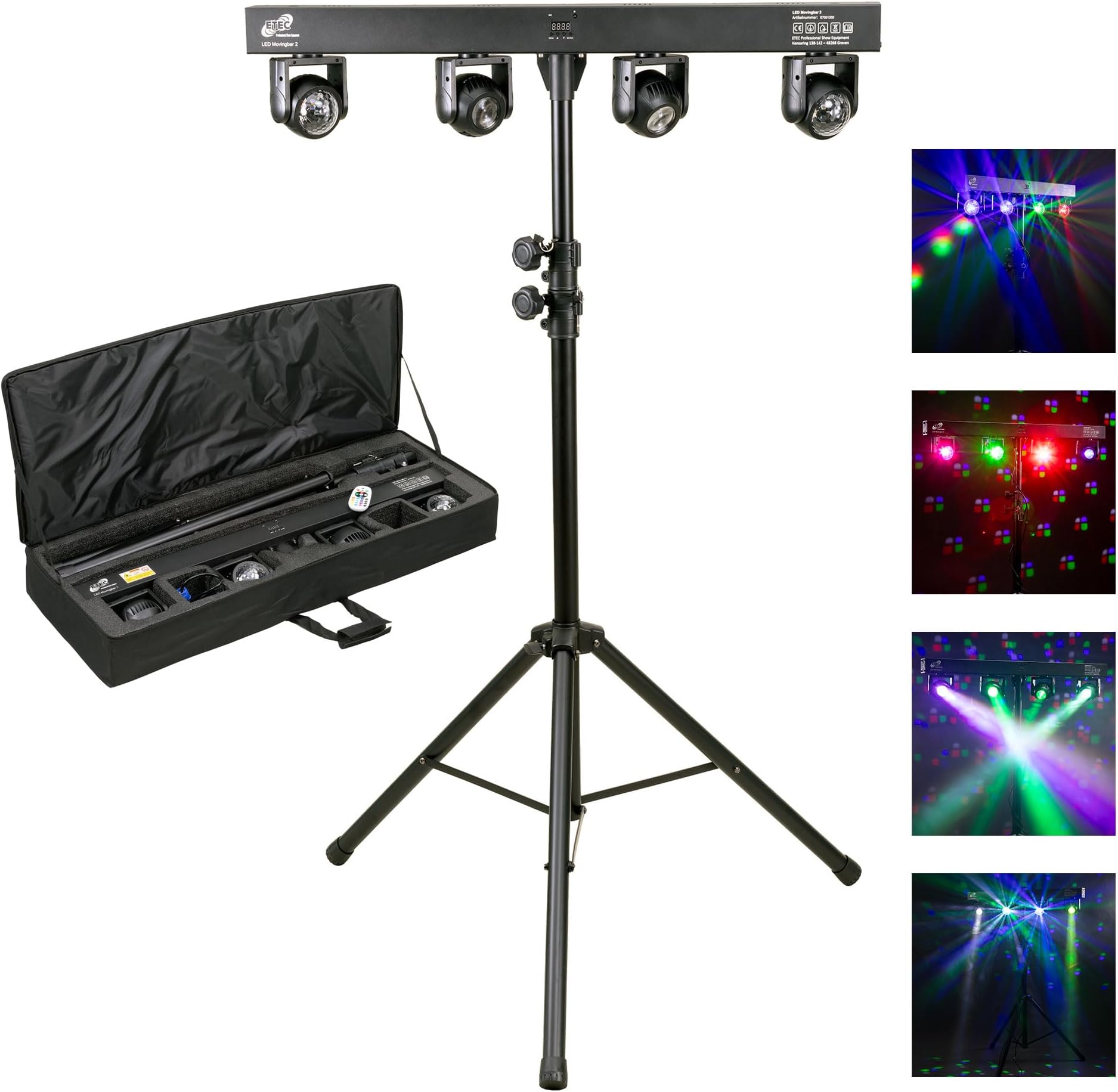 Luce DJ 5-in-1 Con Disco Ball E Strobe - Effetti Luce Per Feste, Telecomando | Nero, Con Supporto - Foto 9