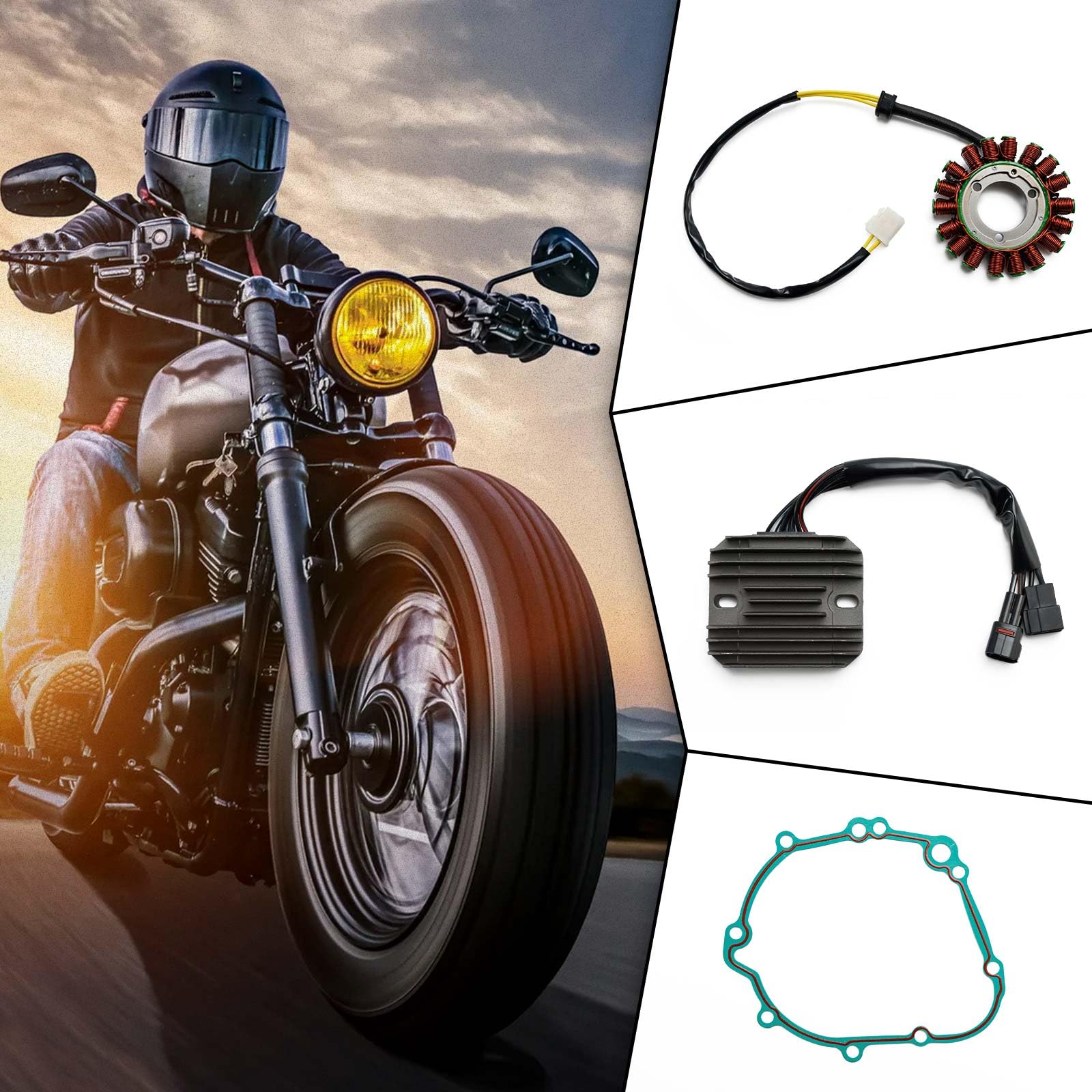 Topteng 18 Spule Magneto Stator Kit, Regulator Magneto Stator Coil Dichtungssatz, Magneto Generator Statorspule Bausatz, passend für Suzuki GSXR 600/750 2006-2007