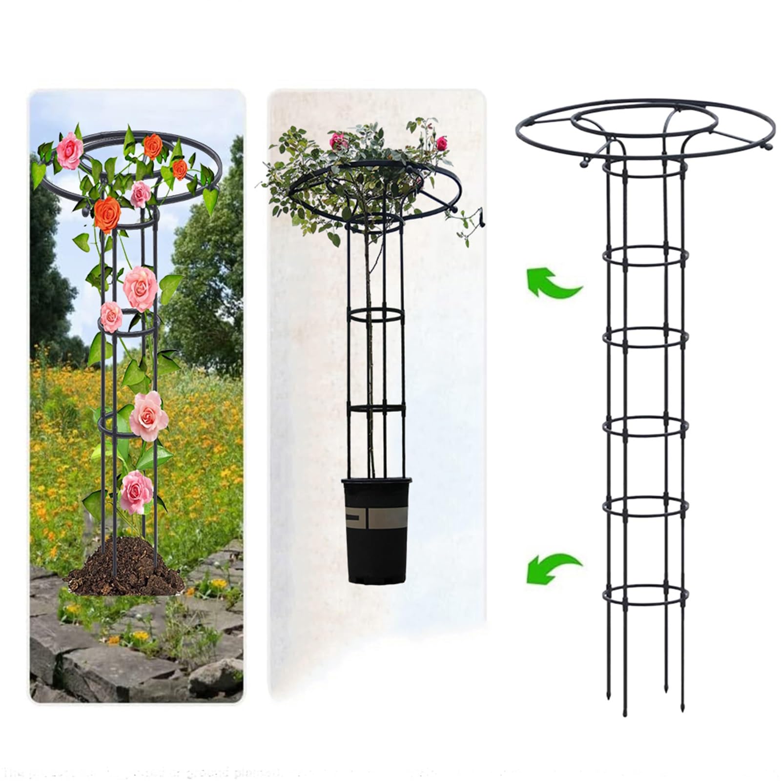 Garden Obelisk Trellis,garden trellises for climbing plants,umbrella trellis garden,Rustproof,Vegetable&Flower Support,Tomato Cage,Plant Cages,Flowers,Fruits(90cm/35.4in)