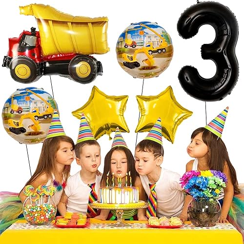 Miniatura 4 de Globos de construcción para fiesta de cumpleaños 3, globos de construcción para decoraciones de cumpleaños de 3 años, globos de aluminio gigantes,