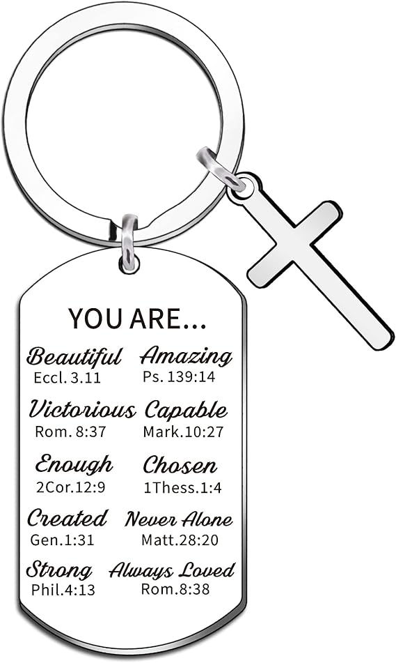 WTOPP Christian Keyring Gifts Bible Verse Keyring Baptism Gifts