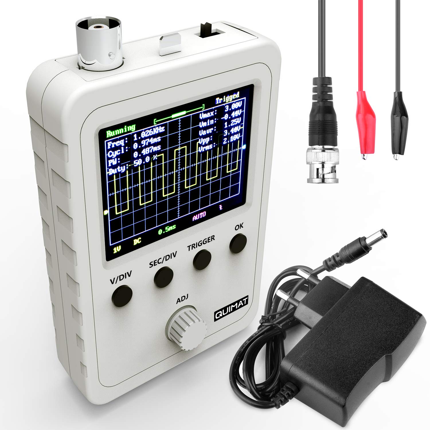 Kit de osciloscopio digital TFT Shell de 2,4" con cable BNC Clip para eliminar sonda Open Source SMD y cañones (montado a máquina)