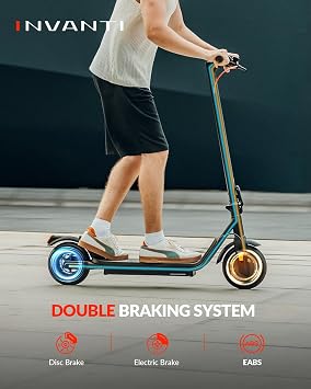 INVANTI E20 Adult Electric Scooter with Smart APP, Max 19 Miles & 18 MPH,350W Motor, 8.5 Solid Tires, Dual Brakes & Cruise Control, Foldable and Portable Commuter Electric Scooter for Adults