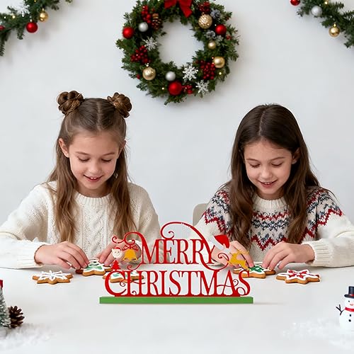 Miniatura 7 de Letrero de Mesa de Vacaciones Metálico, Decoraciones de Centro de Mesa para Hogar, Oficina, Estante, Bandeja Escalonada, Repisa, Interior, Feliz